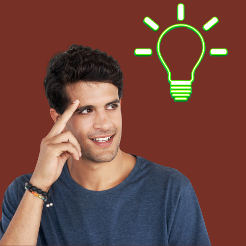 Young man having an 'aha!' moment with lightbulb insight, symbolizing Tuesday's Tips and Wednesday's Wisdom - short educational insurance videos for Miles City